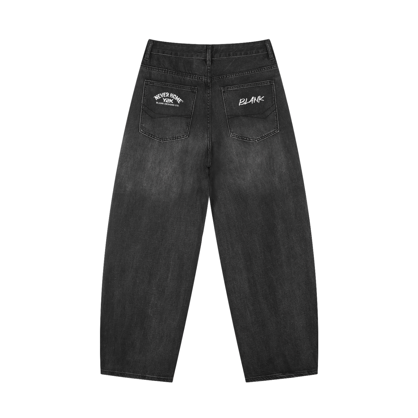 BlankDesignsCo "Never Home" Washed Barrel Leg Jeans