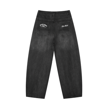 BlankDesignsCo "Never Home" Washed Barrel Leg Jeans