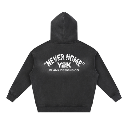 BlankDesignsCo vintage Zip Up "Never Home" Hoodie